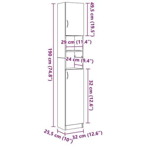 Kupaonski ormarić staro drvo 32x25,5x190 cm konstruirano drvo - Staro drvo 1 Cijena