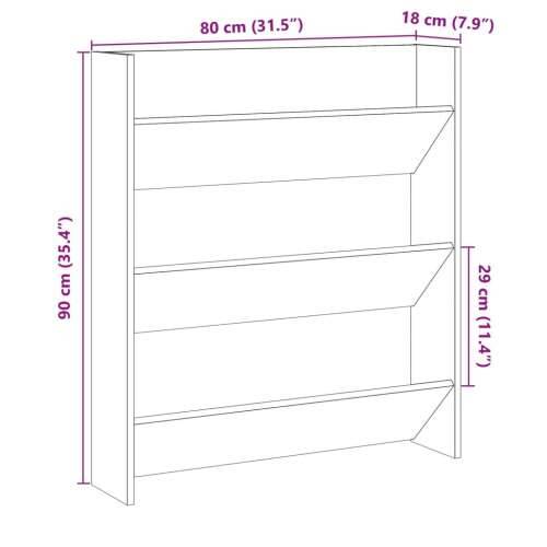 Zidni ormarić za cipele staro drvo 80x18x90cm konstruirano drvo - Staro drvo 1 90 cm 80 cm Cijena