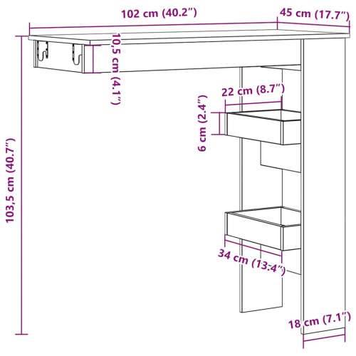 Zidni barski stol staro drvo 102x45x103,5 cm konstruirano drvo - Staro drvo 1 Cijena