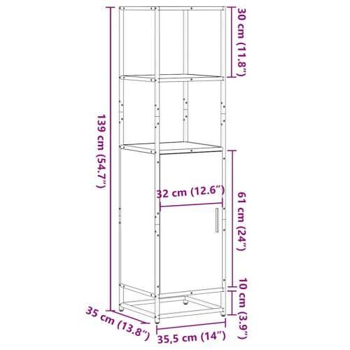 Visoka ploča crna 35,5x35x139 cm Konstruirano drvo i metal - Crna 1 Cijena