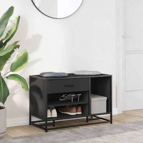 Klupa za cipele crna 80x40x53,5 cm od drveta i metala - Crna Cijena