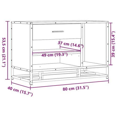 Klupa za cipele crna 80x40x53,5 cm od drveta i metala - Crna Cijena