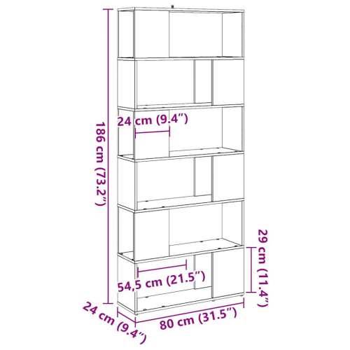Ormar za knjige/Paravan - Sobna pregrada staro drvo 80x24x186 cm - Staro drvo 80 x 24 x 186 cm 1 Cijena