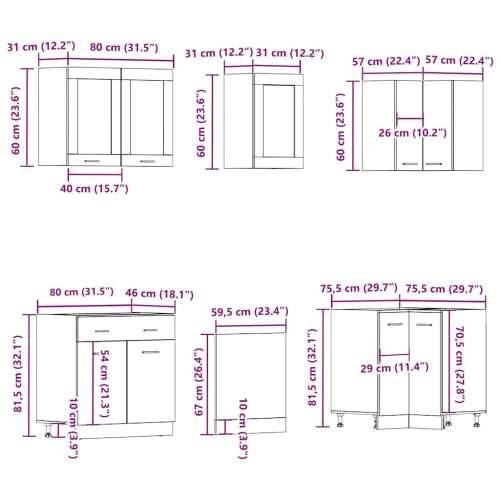 11-dijelni set kuhinjskih ormarića Artisan hrast - artisian oak 1 bez radne ploče Cijena