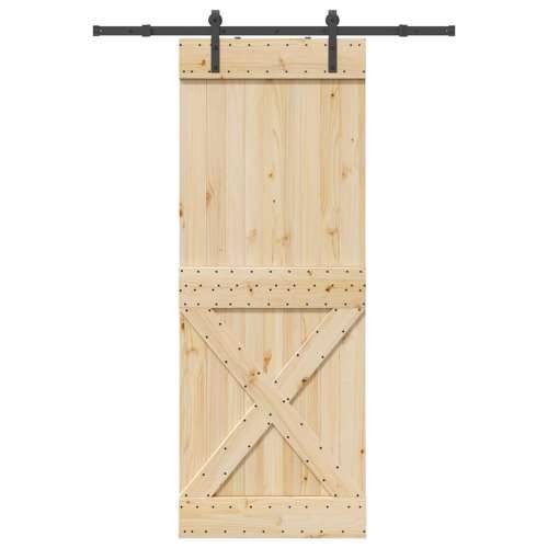 Klizna vrata s priborom za montažu 85 x 210 cm masivna borovina - 85 x 210 cm (152.5 cm) 1 križni dizajn Cijena