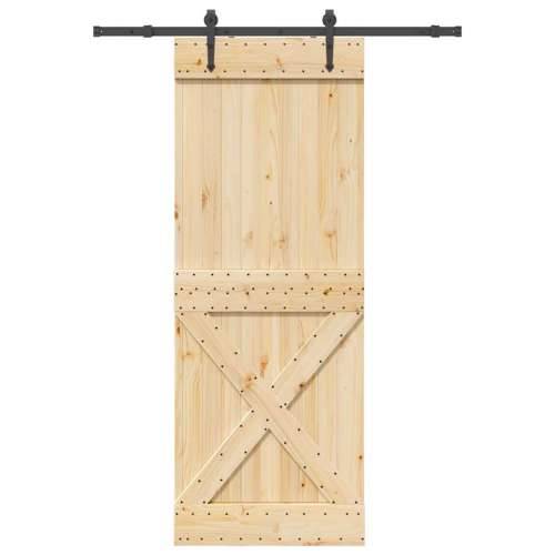 Klizna vrata s priborom za montažu 85 x 210 cm masivna borovina - 85 x 210 cm (152.5 cm) 1 križni dizajn Cijena