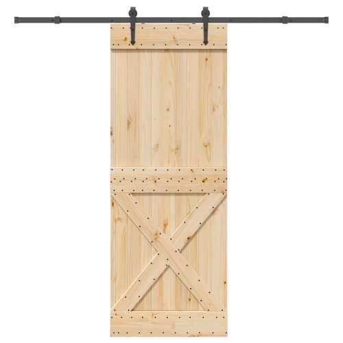 Klizna vrata s priborom za montažu 85 x 210 cm masivna borovina - 85 x 210 cm (213.5 cm) 1 križni dizajn Cijena
