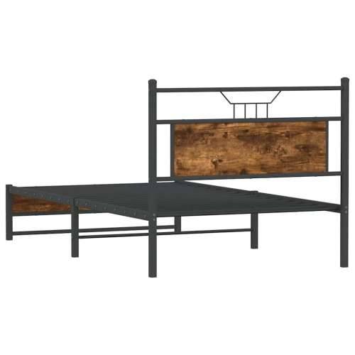 Okvir kreveta bez madraca 107x203 cm konstruirano drvo - Dimljeni hrast 107 x 203 cm s uzglavljem i dvostrukim niskim podnožjem Cijena