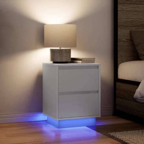 Noćni ormarići s LED svjetlima 2 kom bijeli 38x34x50 cm - Bijela 2 50 cm Cijena