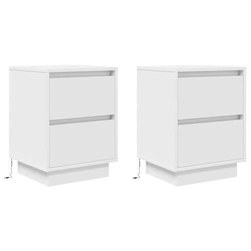 Noćni ormarići s LED svjetlima 2 kom bijeli 38x34x50 cm - Bijela 2 50 cm Cijena