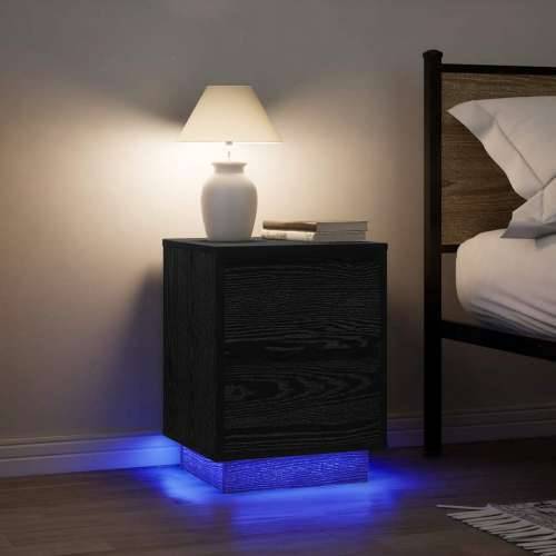 Noćni ormarići s LED svjetlima 2 kom crni 38x34x50 cm - Crna 2 50 cm Cijena