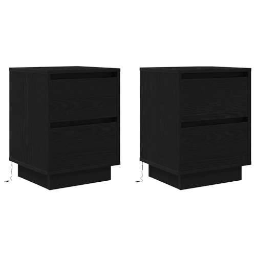 Noćni ormarići s LED svjetlima 2 kom crni 38x34x50 cm - Crna 2 50 cm Cijena