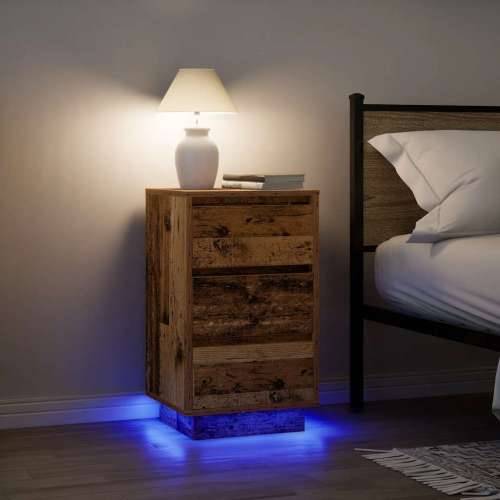 Noćni ormarić s LED svjetlima boja drva 38x34x65 cm - Staro drvo 1 65 cm Cijena