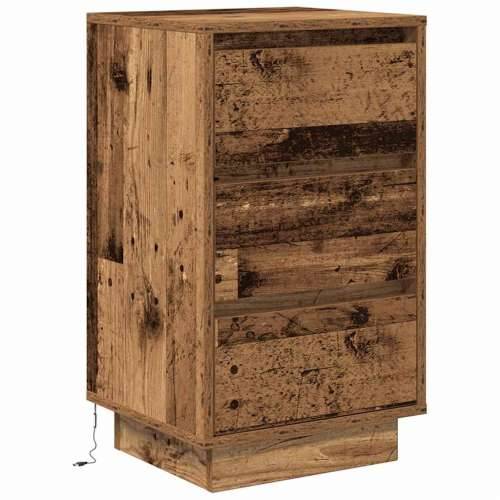 Noćni ormarić s LED svjetlima boja drva 38x34x65 cm - Staro drvo 1 65 cm Cijena
