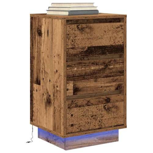Noćni ormarić s LED svjetlima boja drva 38x34x65 cm - Staro drvo 1 65 cm Cijena