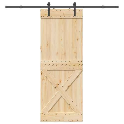 Klizna vrata s priborom za montažu 85 x 210 cm masivna borovina - 85 x 210 cm (213.5 cm) 1 križni dizajn Cijena