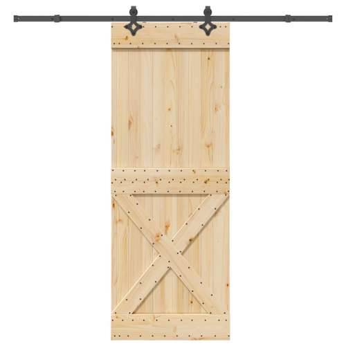 Klizna vrata s priborom za montažu 85 x 210 cm masivna borovina - 85 x 210 cm (213.5 cm) 1 križni dizajn Cijena