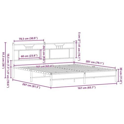 Okvir kreveta bez madraca 160x200 cm konstruiranog drva - Dimljeni hrast 160 x 200 cm s uzglavljem i niskim podnožjem Cijena