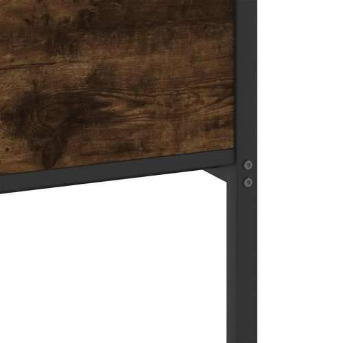 Okvir kreveta bez madraca boja hrasta 150 x 200 cm drveni - Dimljeni hrast 150 x 200 cm s uzglavljem i visokim podnožjem Cijena