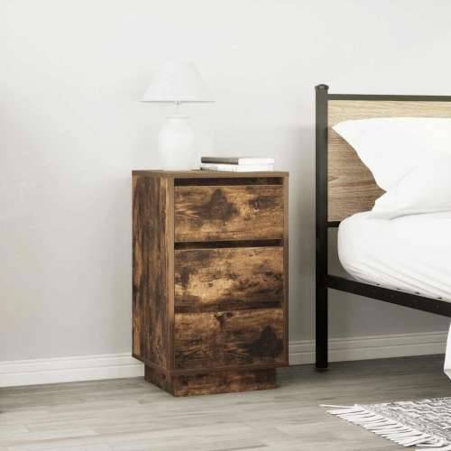 Noćni ormarić s LED svjetlima boja dimljenog hrasta 38x34x65 cm - Dimljeni hrast 1 65 cm Cijena