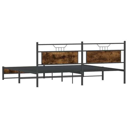 Metalni okvir kreveta bez madraca boja hrasta 200x200 cm - Dimljeni hrast 200 x 200 cm s uzglavljem i dvostrukim niskim podnožje Cijena