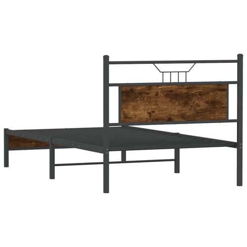 Okvir kreveta bez madraca 107x203 cm konstruirano drvo - Dimljeni hrast 107 x 203 cm s uzglavljem i niskim podnožjem Cijena