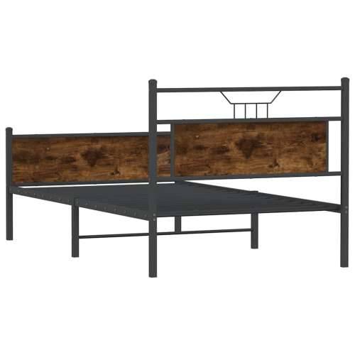 Okvir kreveta bez madraca 107x203 cm konstruirano drvo - Dimljeni hrast 107 x 203 cm s uzglavljem i visokim podnožjem Cijena