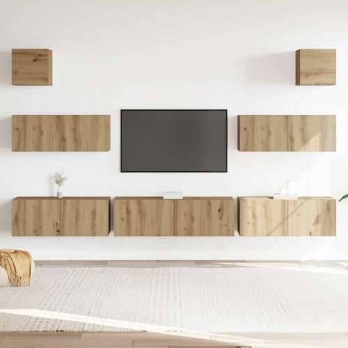 7-dijelni zidni TV ormarić Artisan hrast izrađen od drva - hrast artisan 7 Cijena