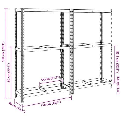 2-slojne police za gume 2 kom srebrne 110x40x180 cm čelik - 110 x 40 x 180 cm 2 1 Cijena