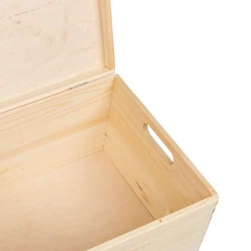 Drvena kutija s poklopcem i ručkama 40x30x23 cm puno drvo bor - Prirodna 40 x 30 x 23 cm 1 s poklopcem i ručkama Cijena