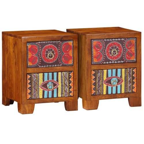Noćni ormarić 2 kom 35x35x45 cm Puno drvo bagrem - 2 Cijena