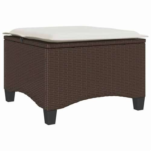 Vrtni tabure s jastucima 2 kom smeđi 55x55x36 cm poliratan - Smeđa i krem 1 Cijena