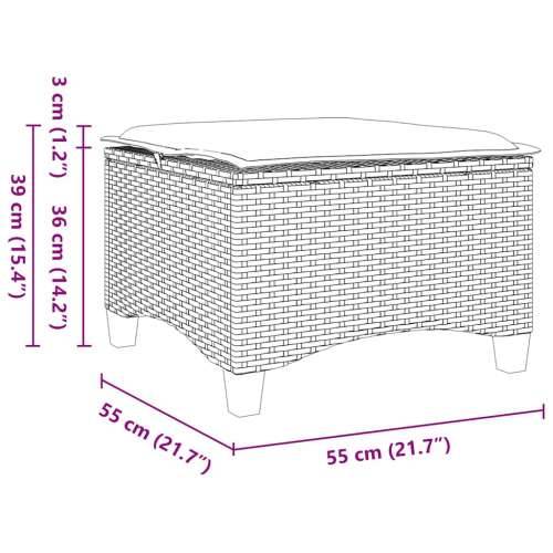 Vrtni tabure s jastucima 2 kom smeđi 55x55x36 cm poliratan - Smeđa i krem 1 Cijena