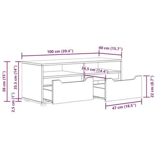 TV ormarić VISNES crni 100x40x38 cm izrađeno drvo - Crna 1 Cijena