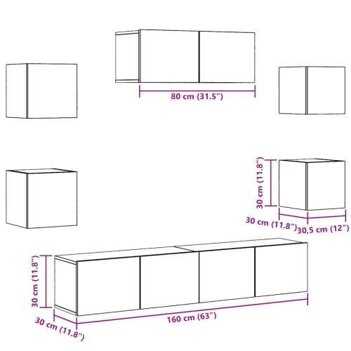 7-dijelni set TV ormarića zidni Artisan hrast - hrast artisan 7 80 cm Cijena