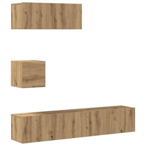 4-dijelni zidni TV ormarić Artisan hrast izrađen od drva - hrast artisan 4 80 cm Cijena