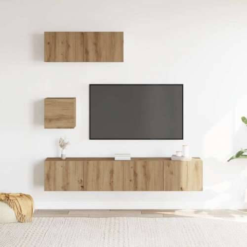 4-dijelni zidni TV ormarić Artisan hrast izrađen od drva - hrast artisan 4 80 cm Cijena