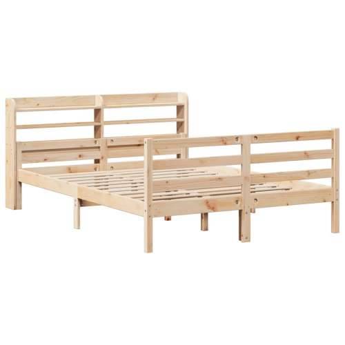 Okvir za krevet s uzglavljem 135 x 190 cm od masivne borovine - Smeđa 135 x 190 cm Cijena