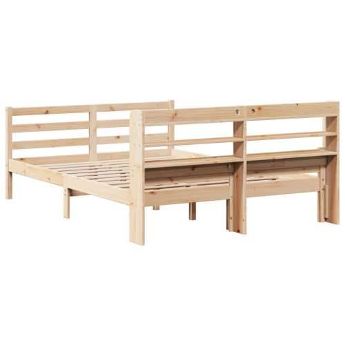 Okvir za krevet s uzglavljem 135 x 190 cm od masivne borovine - Smeđa 135 x 190 cm Cijena