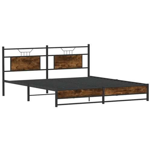 Metalni okvir kreveta bez madraca boja hrasta 183x213 cm - Dimljeni hrast 183 x 213 cm s uzglavljem i dvostrukim niskim podnožje Cijena
