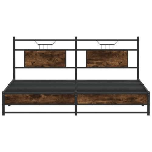Metalni okvir kreveta bez madraca boja hrasta 183x213 cm - Dimljeni hrast 183 x 213 cm s uzglavljem i dvostrukim niskim podnožje Cijena