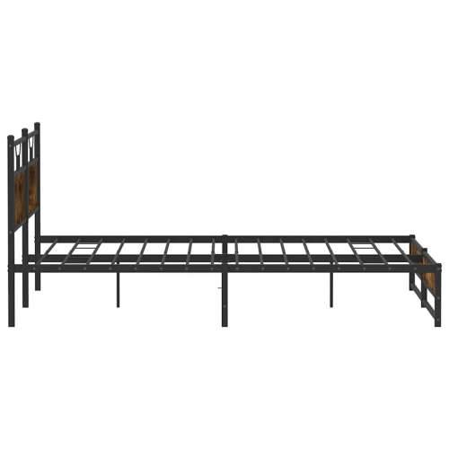 Metalni okvir kreveta bez madraca boja hrasta 183x213 cm - Dimljeni hrast 183 x 213 cm s uzglavljem i dvostrukim niskim podnožje Cijena