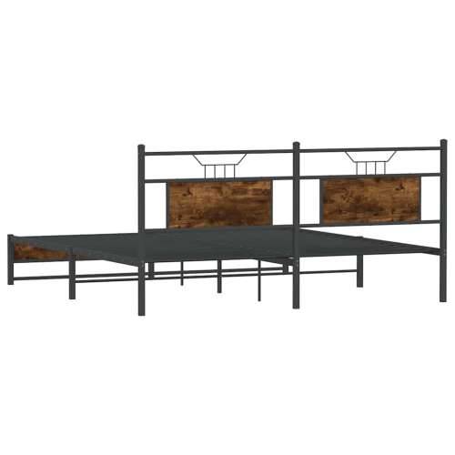 Metalni okvir kreveta bez madraca boja hrasta 183x213 cm - Dimljeni hrast 183 x 213 cm s uzglavljem i dvostrukim niskim podnožje Cijena