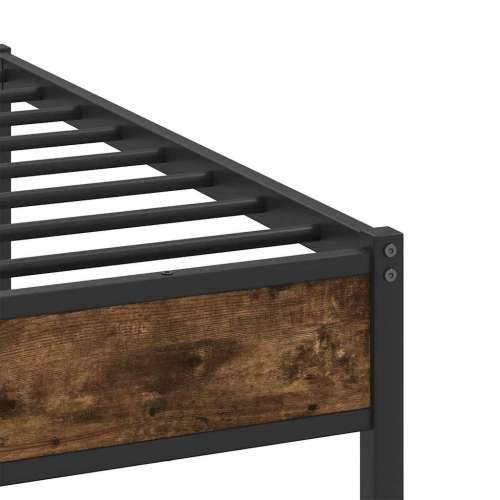 Metalni okvir kreveta bez madraca boja hrasta 183x213 cm - Dimljeni hrast 183 x 213 cm s uzglavljem i dvostrukim niskim podnožje Cijena