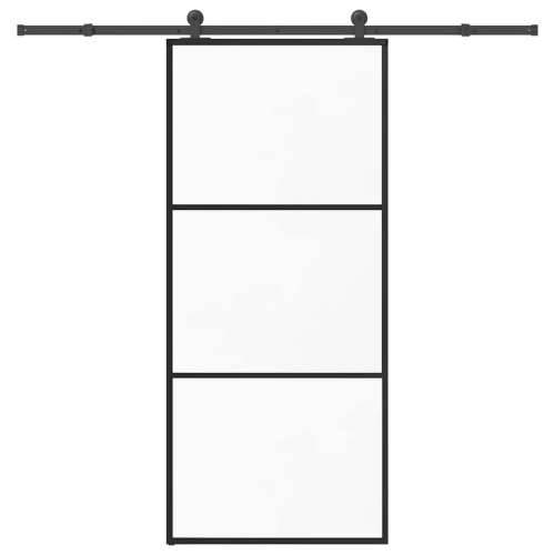 Klizna vrata s priborom 90 x 205 cm od ESG stakla i aluminija - 90 x 205 cm (213.5 cm) 1 2 vodoravne šipke Cijena