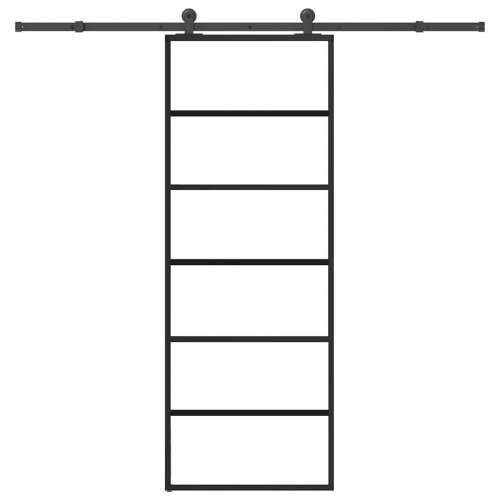 Klizna vrata s priborom 76 x 205 cm od ESG stakla i aluminija - 76 x 205 cm (213.5 cm) 1 5 vodoravnih šipki Cijena