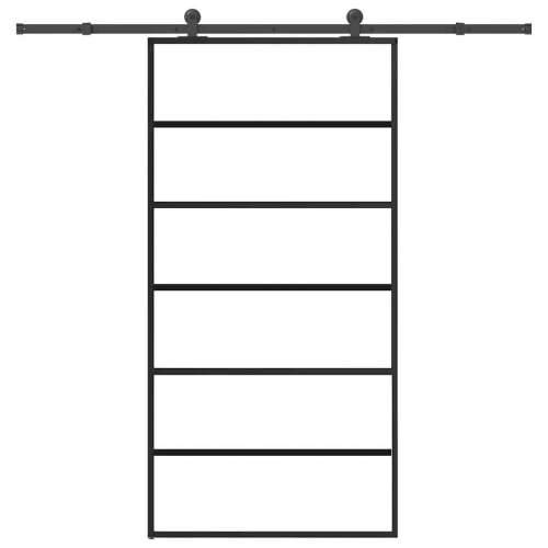 Klizna vrata s okovom 102x205 cm ESG staklo i aluminij - 102 x 205 cm (213.5 cm) 1 5 vodoravnih šipki Cijena