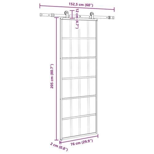 Klizna vrata s priborom 76 x 205 cm od ESG stakla i aluminija - 76 x 205 cm (152.5 cm) 1 Rešetke 6 x 4 Cijena