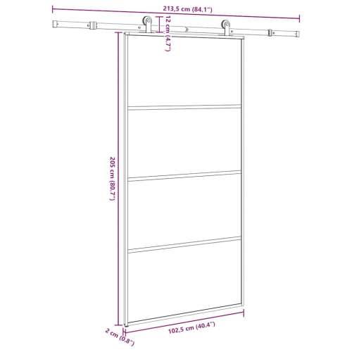 Klizna vrata s priborom 102,5x205 cm od stakla ESG i aluminija - Transparentan 102.5 x 205 cm (213.5 cm) 1 Cijena