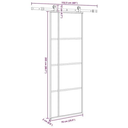 Klizna vrata s priborom 76 x 205 cm od ESG stakla i aluminija - 76 x 205 cm (152.5 cm) 1 Transparentan Cijena